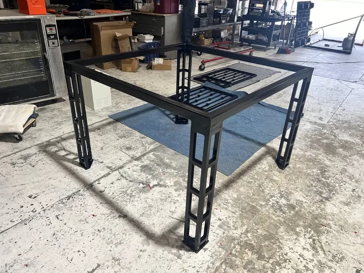 Black metal table base